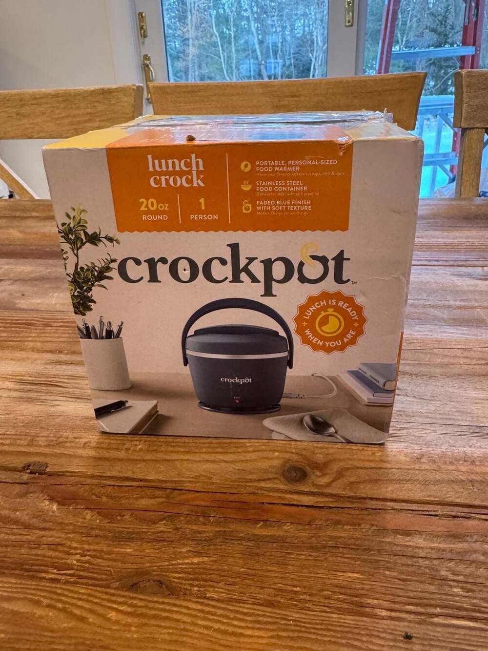 Crockpot Lunch Crock Personal Portable Food Warmer, 20oz Round, Faded Blue